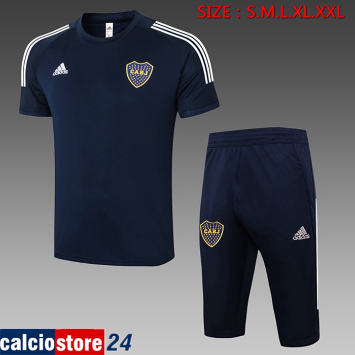 Kit Maglia Allenamento Boca Juniors + Pantaloni 3/4 Blu Reale 2020/2021