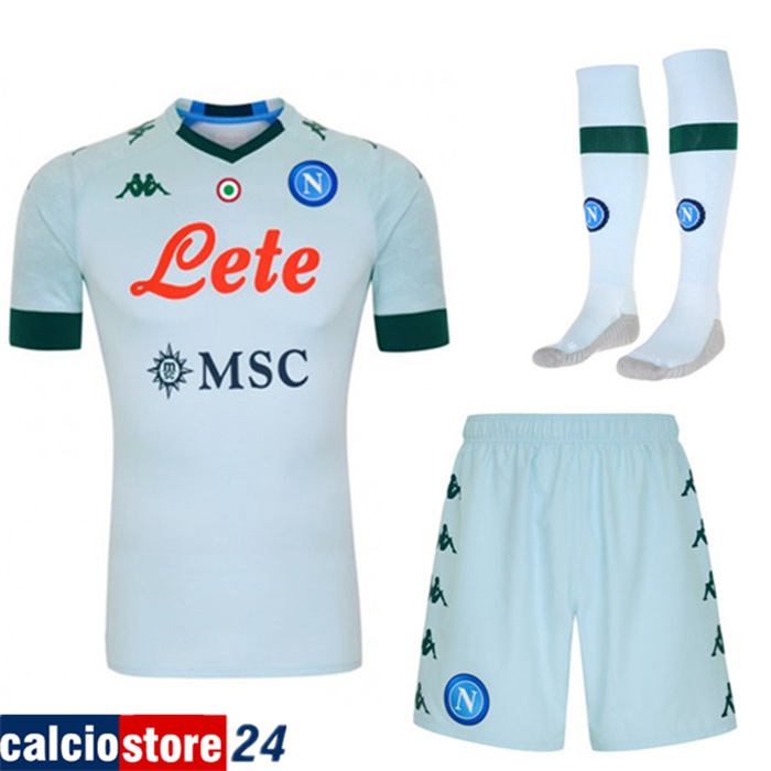 Nuova Kit Maglia Calcio SSC Napoli Seconda (Pantaloncini+Calzettoni) 2020/2021