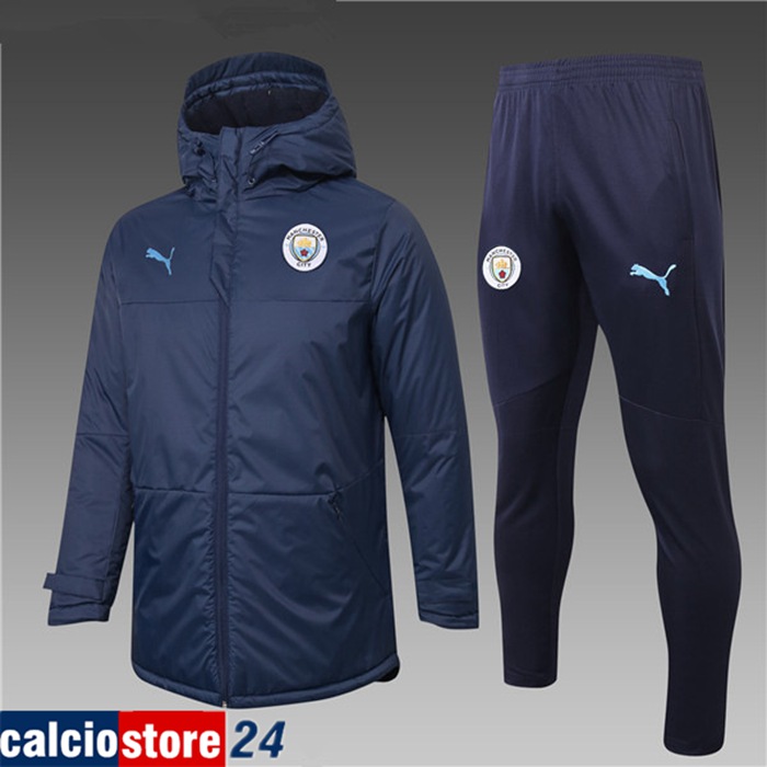 Nuova Piumino Calcio Manchester City Blu Navy + Pantaloni 2020/2021