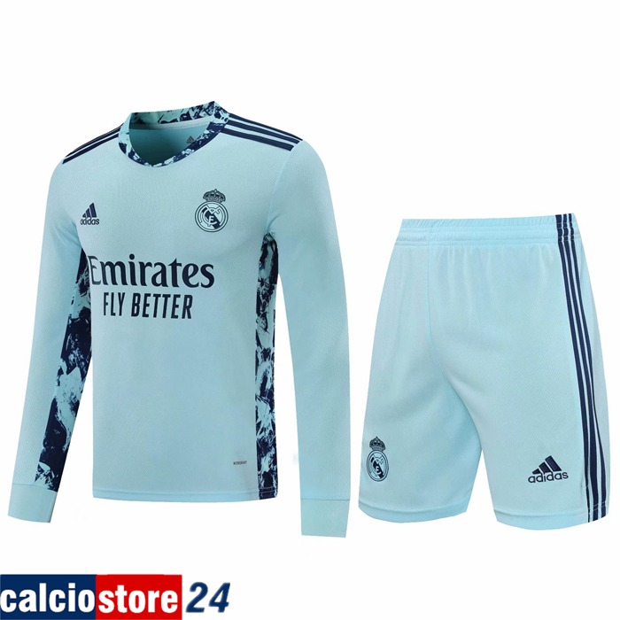 Nuova Kit Maglia Calcio Real Madrid Portiere Blu 2020/2021
